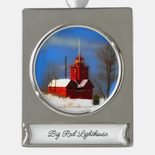 round-large silver plated banner ornament