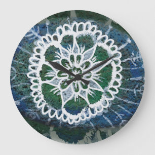 Round (Large) Wall Clock  Blue Mandala Edelweiss