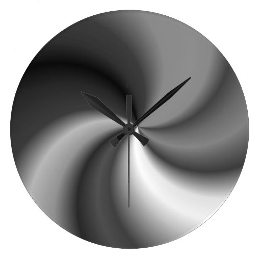 Image of Round Large Wall Clock - Silver and Black swirl