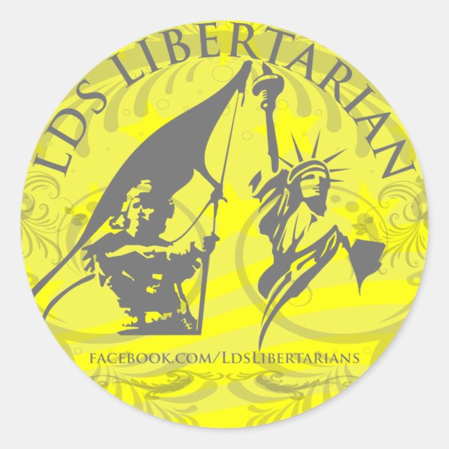 Round LDS Libertarian Sticker (Front)
