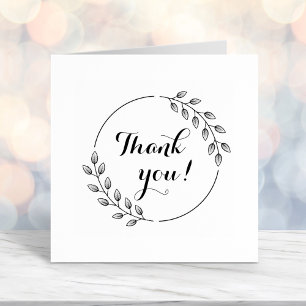 Round Leaves Double Wreath Thank You Self-inking Stamp