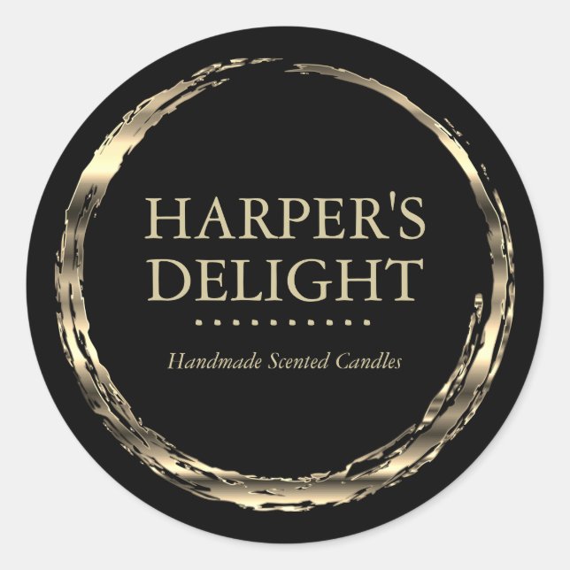 Round Light Grungy Gold and Black Labels (Front)