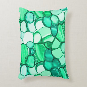 Round like stones in shades of clear green to mint decorative cushion