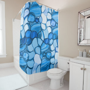 Round like stones in shades of royal blue shower curtain