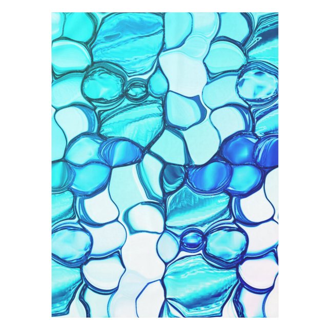 Round like stones in tones similar to aquamarine tablecloth (Front)