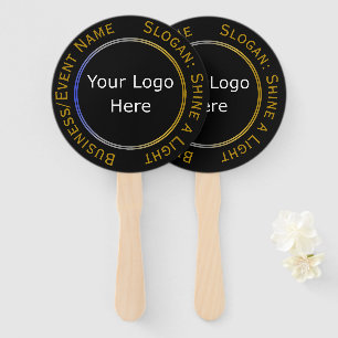 Round Logo Black & Gold Corporate Party Decoration Hand Fan