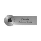 Round Logo Brushed Radial Metallic Silver Name Tag