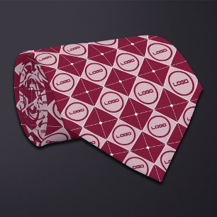 Round Logo Diamond Pattern Necktie