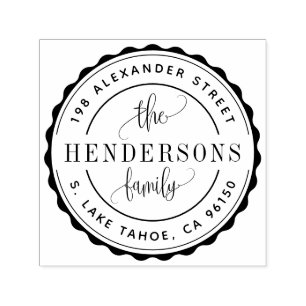 Round logo family return address self-inking stamp