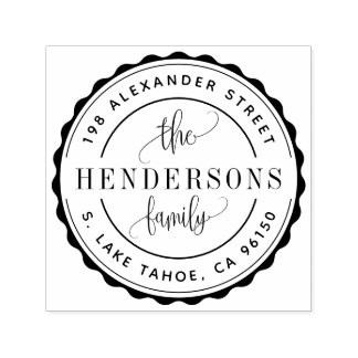 Round logo family return address self-inking stamp