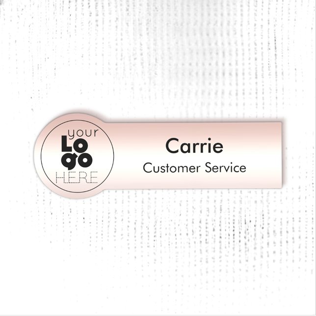Round Logo Metallic Blush Pink Staff Name Tag (Creator Uploaded)