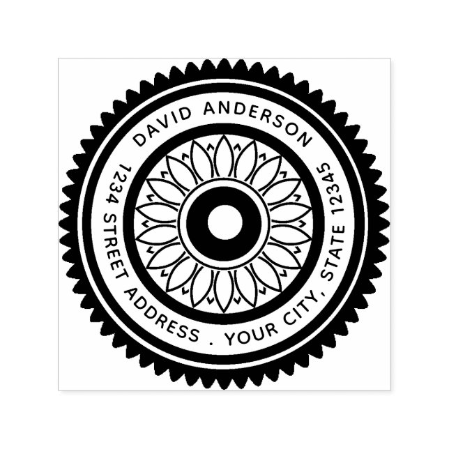 Round Logo, Name Return Address Self-inking Stamp (Design)