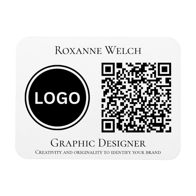 Round Logo QR code Business Company Flexible Magnet (Horizontal)
