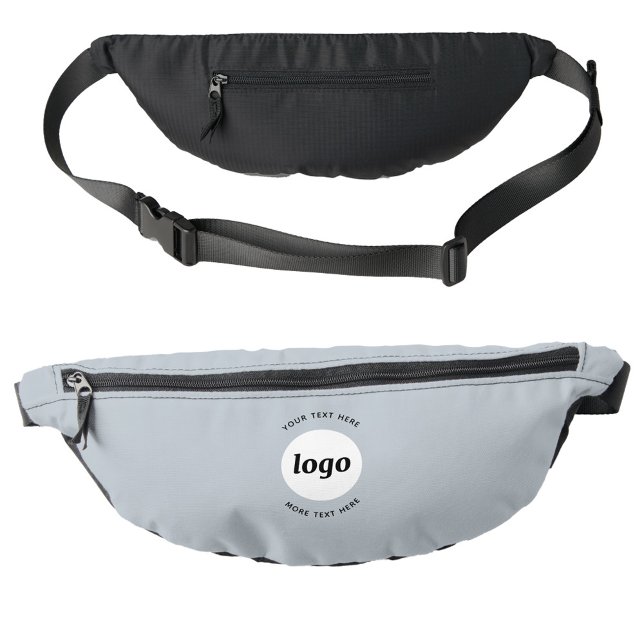 Round Logo Text Promotional Business Blue Bum Bags (Logo with custom text business promotional branding fanny pack)