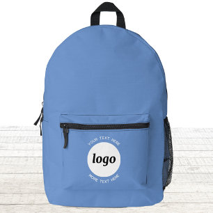 Round Logo Text Promotional Business Blue Printed Backpack