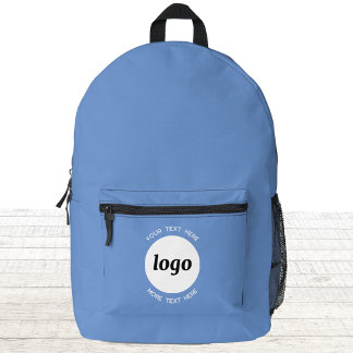 Round Logo Text Promotional Business Blue Printed Backpack