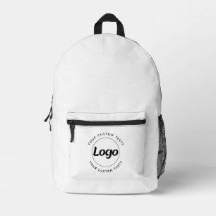 Round Logo Text Promotional Business White Printed Backpack
