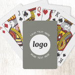 Round Logo with Text Promotional Business Green Playing Cards<br><div class="desc">Add your own logo and choice of text to this design.  Remove the top or lower text if you prefer.  Minimalist and professional.  Great for a promotional product for your clients and customers. Your logo will be clipped to a white circle.  For other versions,  see the collection.</div>