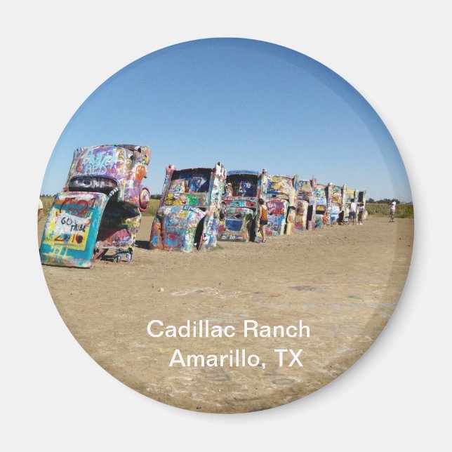 round, magnet, Cadillac Ranch, Amarillo, Texas Mag Magnet (Front)