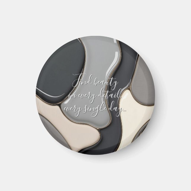 Round magnet in stylish abstract graphic (Front)