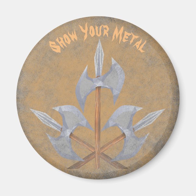 Round Magnet three Crossed Battle Axes (Front)