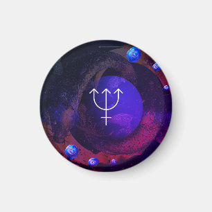 Round Magnet- Zodiac Theme- Neptune/Pisces Magnet