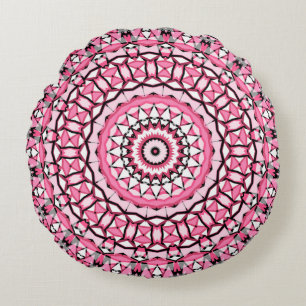 Round mandala pattern in glass vitrage style mosai round cushion