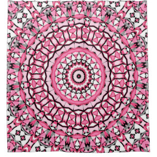 Round mandala pattern in glass vitrage style mosai shower curtain