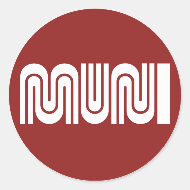 Round Maroon San Francisco Muni Sticker (Front)