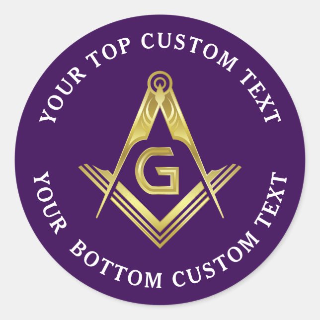 Round Masonic Stickers | Purple & Gold Grand Lodge (Front)