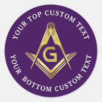 Round Masonic Stickers | Purple & Gold Grand Lodge