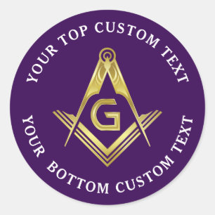 Round Masonic Stickers   Purple & Gold Grand Lodge