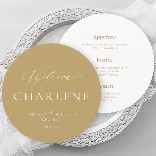 Round Menu with Guest Name Luxury Wedding