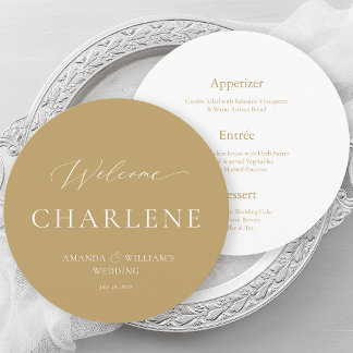 Round Menu with Guest Name | Luxury Wedding