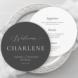 Round Menu with Guest Name | Luxury Wedding