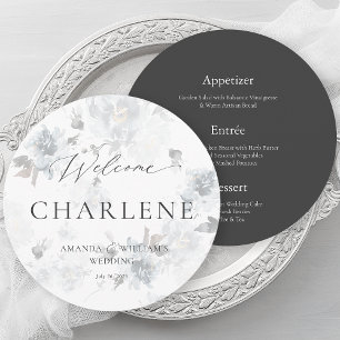 Round Menu with Guest Name Luxury Wedding
