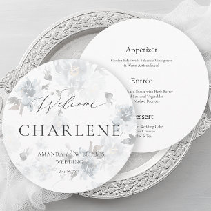Round Menu with Guest Name Luxury Wedding