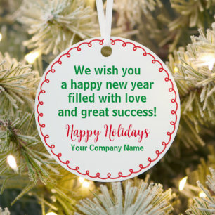 Round Metal Christmas Ornament Holiday Custom Text