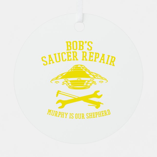 round metal ornament with BSR yellow logo (Front)
