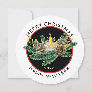 Round, Minimal Christmas Candle ArrangementHoliday Holiday Card