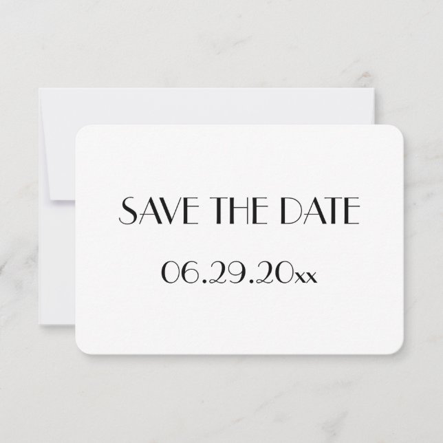 Round Minimal Deco White Wedding Save The Dates Invitation (Front)