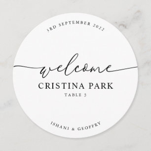 Round Minimalist Wedding Guest Place Card