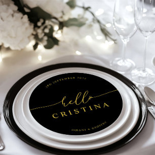 Round Minimalist Wedding Guest Place Card and Menu