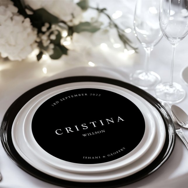 Round Minimalist Wedding Guest Place & Menu Card (Round Minimalist Wedding Guest Place & Menu Card)