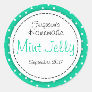 Round Mint Jelly green jam jar food label