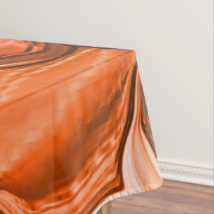 Round misshapen shapes like seeds, coral and red tablecloth