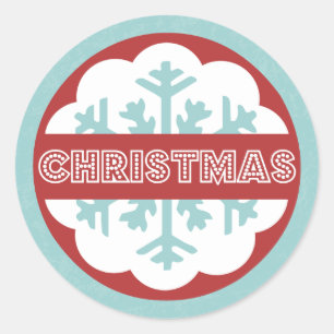 Round Modern Blue Merry Little Christmas Classic Round Sticker