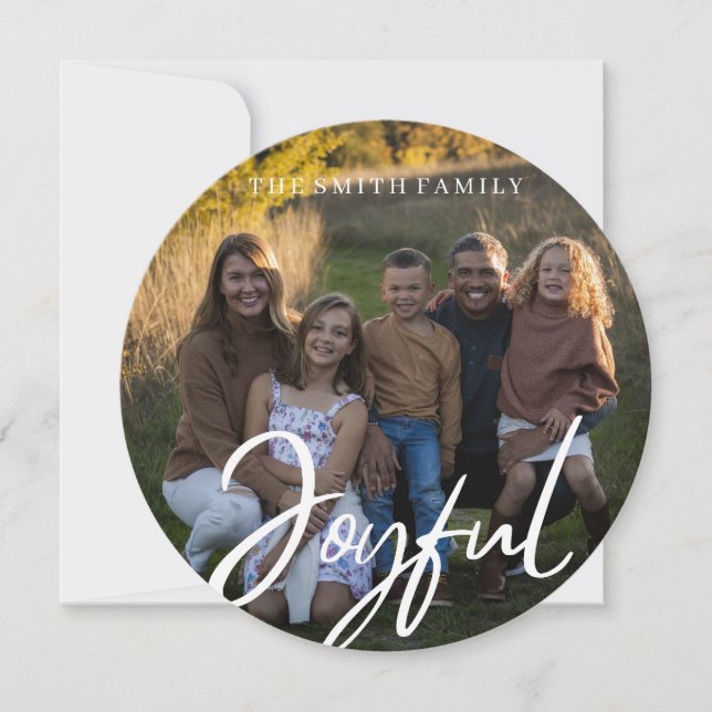 round modern joyful holiday card (Front)