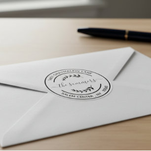 Round Modern Return Address Handwritten Script Classic Round Sticker