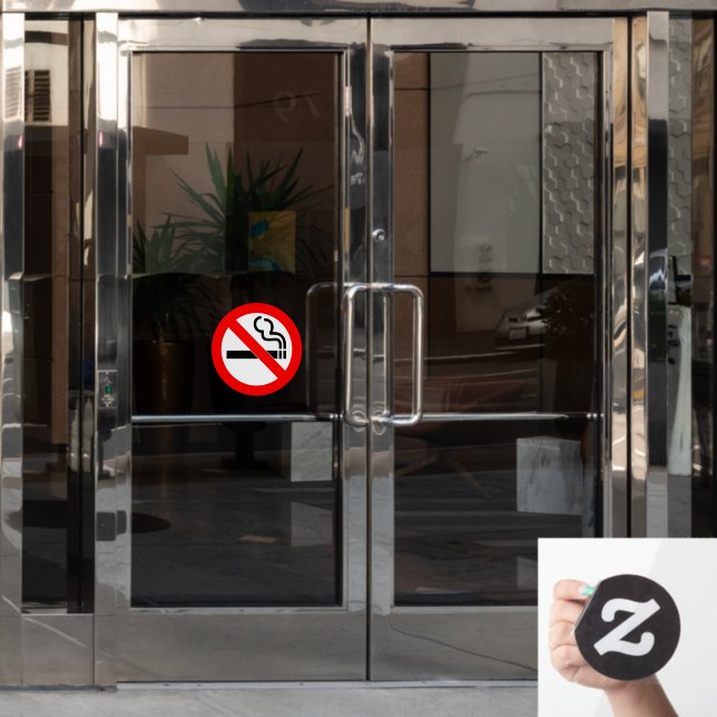 Round No Smoking Home or Business Window Cling (Office Door)